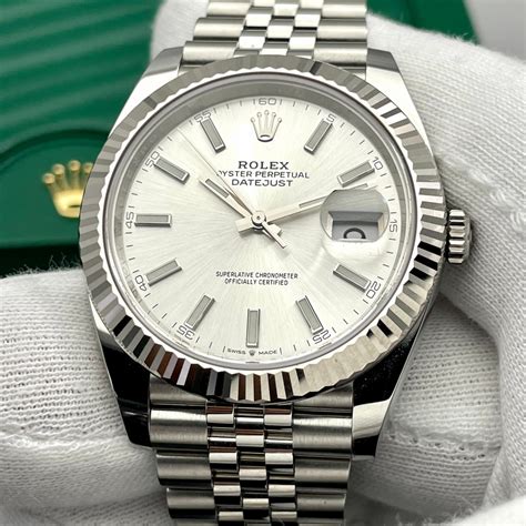 rolex datejust 41 silver dial fluted bezel|rolex datejust 41 white jubilee.